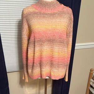 Talbots Peach Tan Beige Gradient Turtleneck Sweater